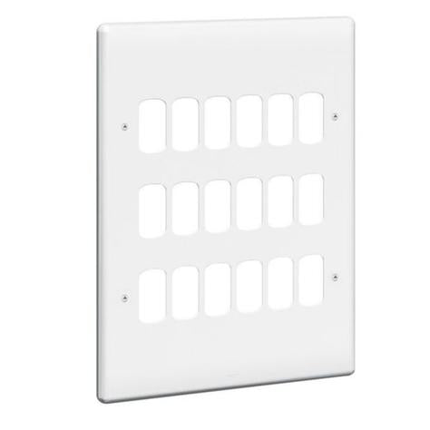 SYNERGY - FRONT PLATE - FOR 18 GRID MODULES - 3X3 GANG - WHITE