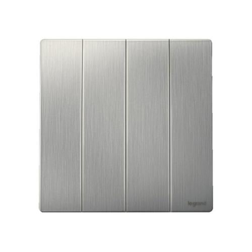 MALLIA SENSES - 4 GANG 1 WAY SWITCH 16AX - BRUSHED ALUMINIUM