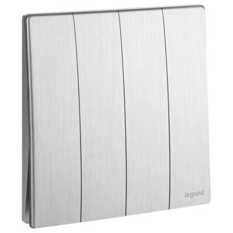MALLIA SENSES - 4 GANG 1 WAY SWITCH 16AX - BRUSHED ALUMINIUM