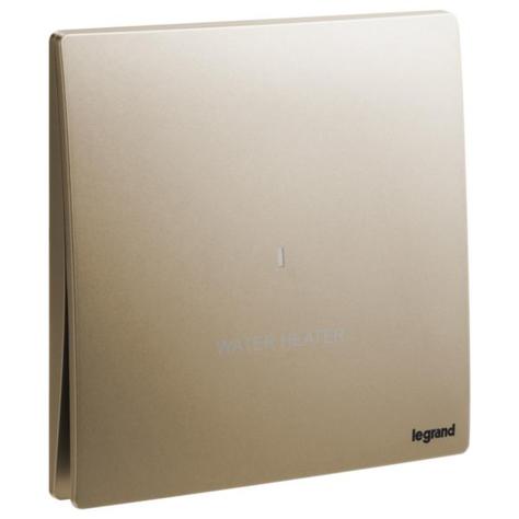 MALLIA SENSES - 1 GANG 1 WAY DOUBLE POLE SWITCH 20AX WITH WATER HEATER MARKING AND RED POWER INDICATOR - DARK BRONZE