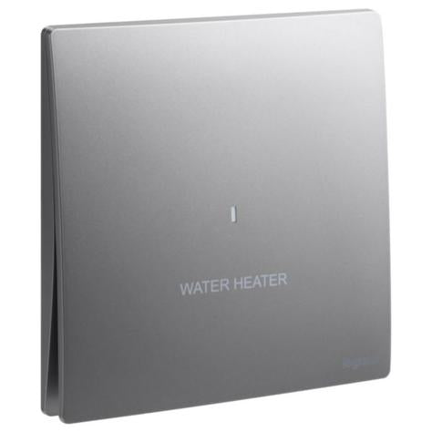MALLIA SENSES - 1 GANG 1 WAY DOUBLE POLE SWITCH 20AX WITH WATER HEATER MARKING AND RED POWER INDICATOR - DARK SILVER