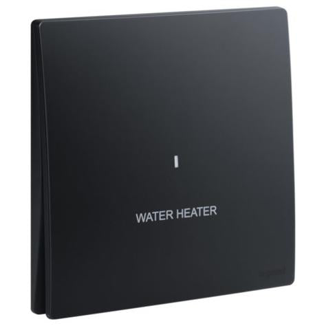 MALLIA SENSES - 1 GANG 1 WAY DOUBLE POLE SWITCH 20AX WITH WATER HEATER MARKING AND RED POWER INDICATOR - MATT BLACK