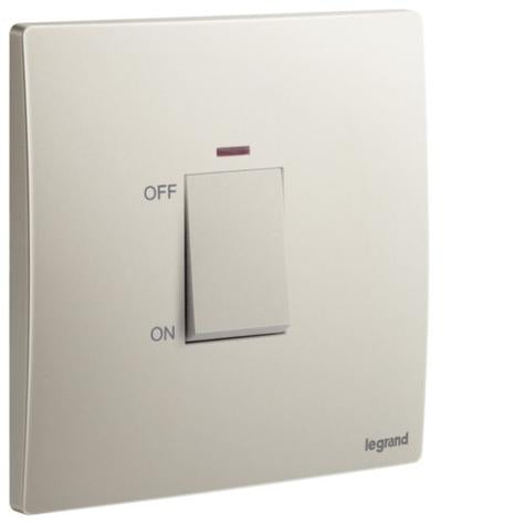 MALLIA SENSES - 1 GANG 1 WAY 45A DOUBLE POLE SWITCH WITH RED INDICATEUR HK - CHAMPAGNE