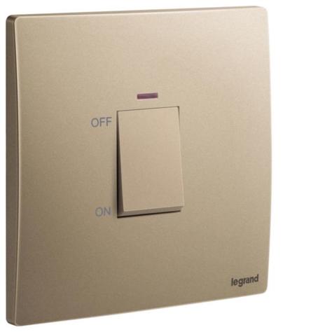 MALLIA SENSES - 1 GANG 1 WAY 45A DOUBLE POLE SWITCH WITH RED INDICATEUR HK - DARK BRONZE