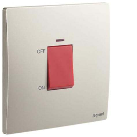 MALLIA SENSES - 1 GANG DOUBLE POLE 45A SWITCH WITH INDICATOR - CHAMPAGNE