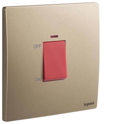 MALLIA SENSES - 1 GANG DOUBLE POLE 45A SWITCH WITH INDICATOR - DARK BRONZE