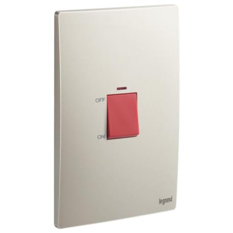 MALLIA SENSES - 2 GANG DOUBLE POLE 45A SWITCH WITH INDICATOR - CHAMPAGNE