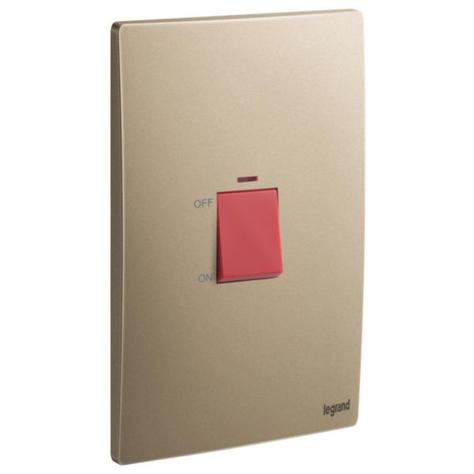 MALLIA SENSES - 2 GANG DOUBLE POLE 45A SWITCH WITH INDICATOR - DARK BRONZE