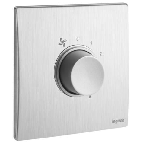 MALLIA SENSES - 1 GANG 100 WATTS - 5 SPEEDS FAN CONTROLLER - 230 VOLTS - BRUSHED ALUMINIUM