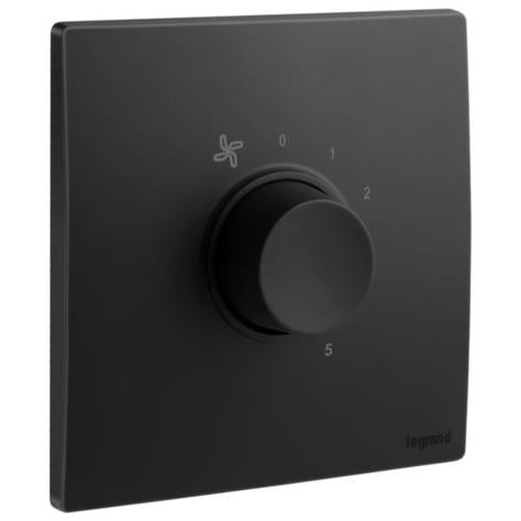 MALLIA SENSES - 1 GANG 100 WATTS - 5 SPEEDS FAN CONTROLLER - 230 VOLTS - MATT BLACK