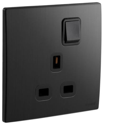 MALLIA SENSES - 1 GANG BS SWITCHED SOCKET OUTLET SINGLE POLE -13A - BRUSHED BLACK