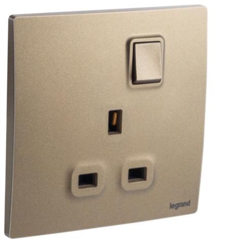 MALLIA SENSES - 1 GANG BS SWITCHED SOCKET OUTLET SINGLE POLE -13A - DARK BRONZE