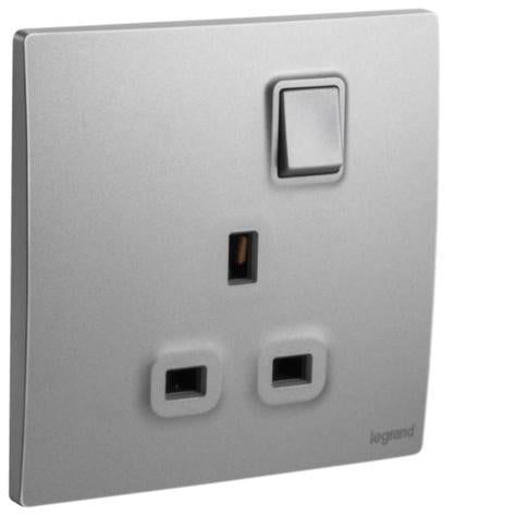 MALLIA SENSES - 1 GANG BS SWITCHED SOCKET OUTLET SINGLE POLE -13A - DARK SILVER