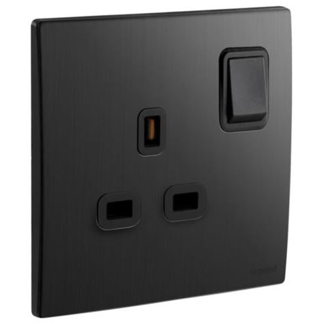 MALLIA SENSES - 1 GANG BS SWITCHED SOCKET OUTLET DOUBLE POLE - 13A - BRUSHED BLACK