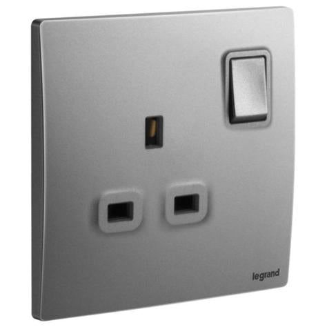 MALLIA SENSES - 1 GANG BS SWITCHED SOCKET OUTLET DOUBLE POLE - 13A - DARK SILVER