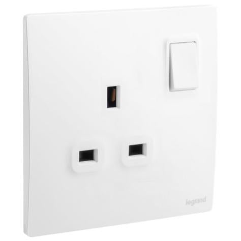 MALLIA SENSES - 1 GANG BS SWITCHED SOCKET OUTLET DOUBLE POLE - 13A - MATT WHITE