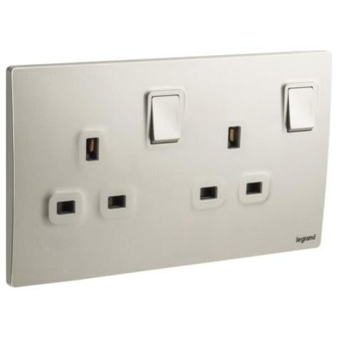 MALLIA SENSES - 2 GANG BS SWITCHED SOCKET OUTLET DOUBLE POLE - 13A - CHAMPAGNE