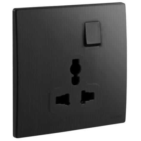 MALLIA SENSES - 1 GANG MULTISTANDARD SWITCHED SOCKET OUTLET - BRUSHED BLACK