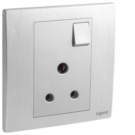 MALLIA SENSES - 1 GANG BRITISH STANDARD SWITCHED SOCKET OUTLET - 5A - BRUSHED ALUMINIUM
