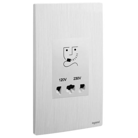 MALLIA SENSES - 2 GANG SHAVER SOCKET OUTLET - 120/240 VOLTS - BRUSHED ALUMINIUM