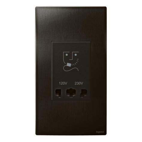 MALLIA SENSES - 2 GANG SHAVER SOCKET OUTLET - 120/240 VOLTS - BRUSHED BLACK