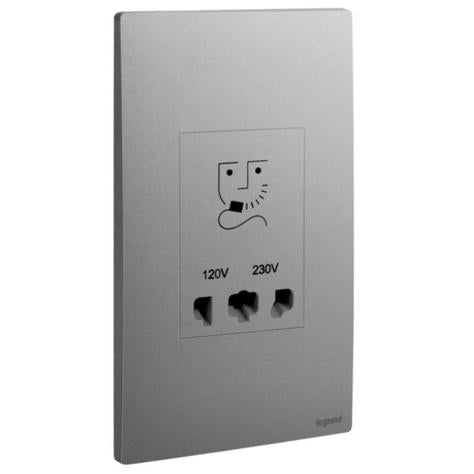 MALLIA SENSES - 2 GANG SHAVER SOCKET OUTLET - 120/240 VOLTS - DARK SILVER