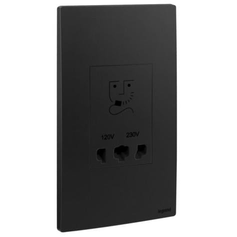 MALLIA SENSES - 2 GANG SHAVER SOCKET OUTLET - 120/240 VOLTS - MATT BLACK