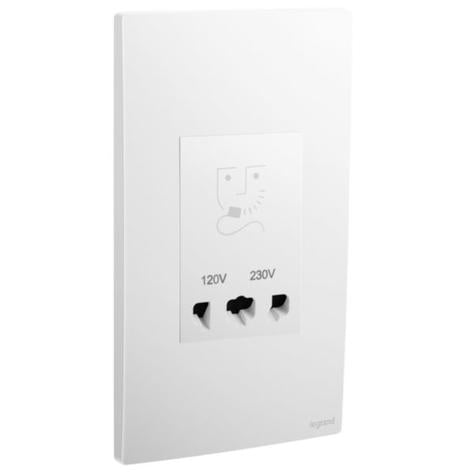 MALLIA SENSES - 2 GANG SHAVER SOCKET OUTLET - 120/240 VOLTS - MATT WHITE