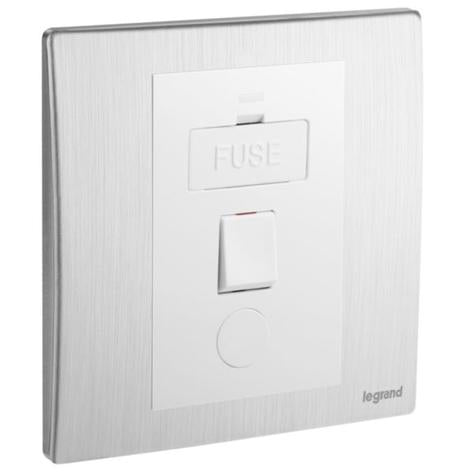 MALLIA SENSES - 1 GANG SWITCHED FUSED CONNECTION UNIT WITH CORD OUTLET - 13A - BRUSHED ALUMINIUM