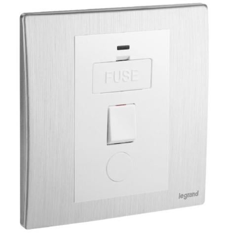 MALLIA SENSES - 1 GANG SWITCHED FUSED CONNECTION UNIT WITH LED POWER INDICATOR AND CORD OUTLET - 13A - BRUSHED ALUMINIUM