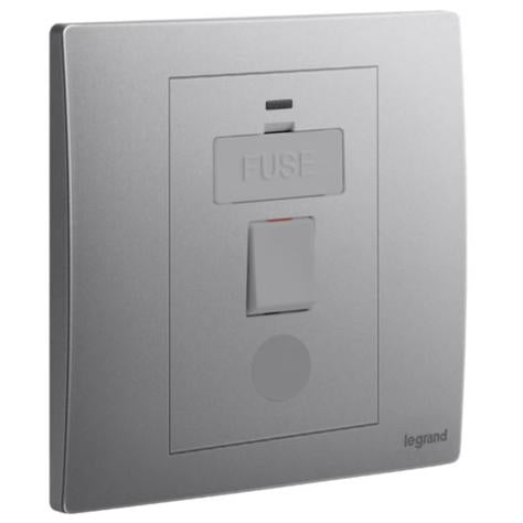 MALLIA SENSES - 1 GANG SWITCHED FUSED CONNECTION UNIT WITH LED POWER INDICATOR AND CORD OUTLET - 13A - DARK SILVER