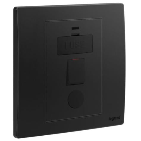 MALLIA SENSES - 1 GANG SWITCHED FUSED CONNECTION UNIT WITH LED POWER INDICATOR AND CORD OUTLET - 13A - MATT BLACK