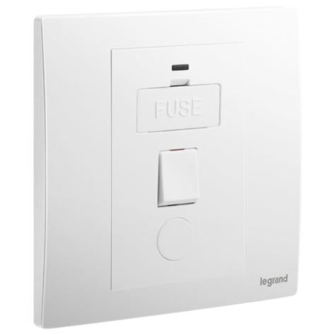 MALLIA SENSES - 1 GANG SWITCHED FUSED CONNECTION UNIT WITH LED POWER INDICATOR AND CORD OUTLET - 13A - MATT WHITE