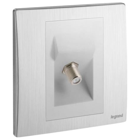 MALLIA SENSES - 1 GANG "F" TYPE TERMINAL TV SOCKET OUTLET - BRUSHED ALUMINIUM