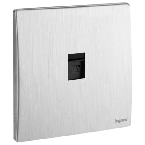 MALLIA SENSES - 1 GANG SINGLE RJ11 TELEPHONE SOCKET OUTLET - BRUSHED ALUMINIUM