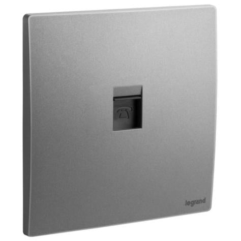 MALLIA SENSES - 1 GANG SINGLE RJ11 TELEPHONE SOCKET OUTLET - DARK SILVER