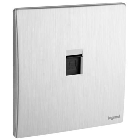 MALLIA SENSES - SINGLE RJ45 SOCKET OUTLET CATEGORY 6 UTP BRUSHED ALUMINIUM