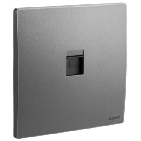MALLIA SENSES - SINGLE RJ45 SOCKET OUTLET CATEGORY 6 UTP DARK SILVER