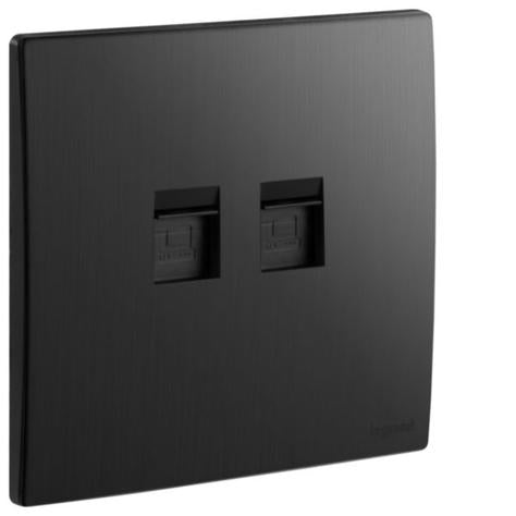 MALLIA SENSES - DOUBLE RJ45 SOCKET OUTLET CATEGORY 6 UTP BRUSHED BLACK