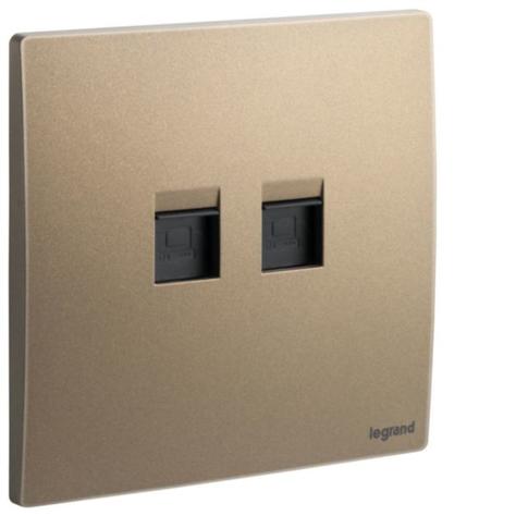 MALLIA SENSES - DOUBLE RJ45 SOCKET OUTLET CATEGORY 6 UTP DARK BRONZE