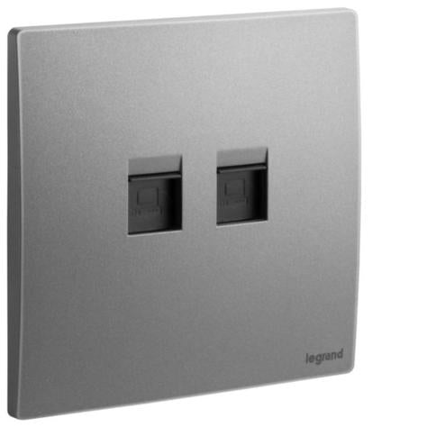 MALLIA SENSES - DOUBLE RJ45 SOCKET OUTLET CATEGORY 6 UTP DARK SILVER