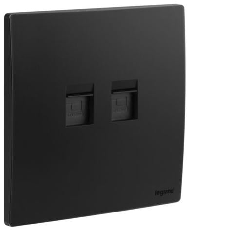 MALLIA SENSES - DOUBLE RJ45 SOCKET OUTLET CATEGORY 6 UTP MATT BLACK