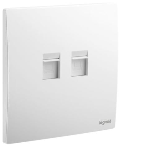 MALLIA SENSES - DOUBLE RJ45 SOCKET OUTLET CATEGORY 6 UTP MATT WHITE