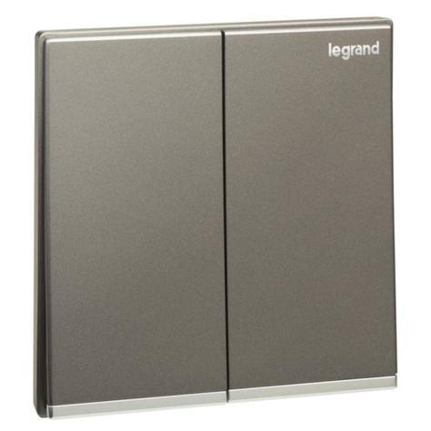 GALION - 2 GANGS 1 WAY SWITCH 16AX - DARK SILVER