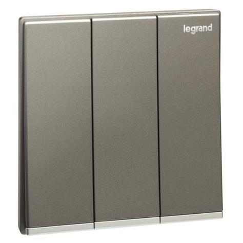 GALION - 3 GANGS 2 WAY SWITCH 16AX - DARK SILVER