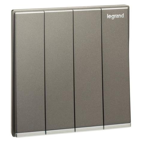 GALION - 4 GANGS 1 WAY SWITCH 16AX - DARK SILVER