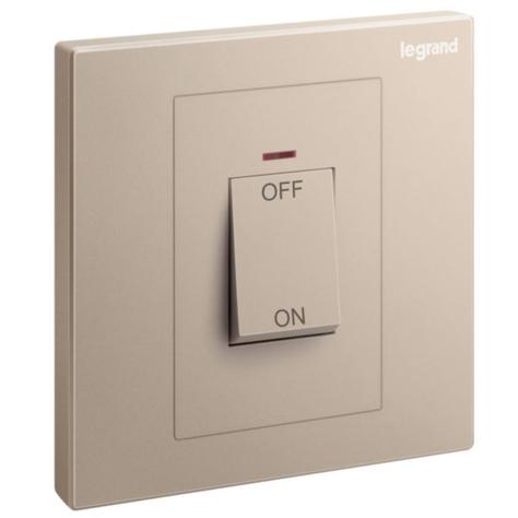 GALION - 1 GANG DOUBLE POLE 45A SWITCH WITH RED POWER INDICATOR- ROSE GOLD
