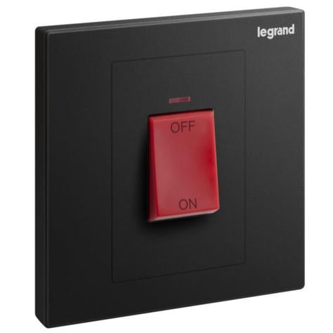 GALION - 1 GANG DOUBLE POLE 45A SWITCH WITH RED POWER INDICATOR AND RED ROCKER - ROSE GOLD