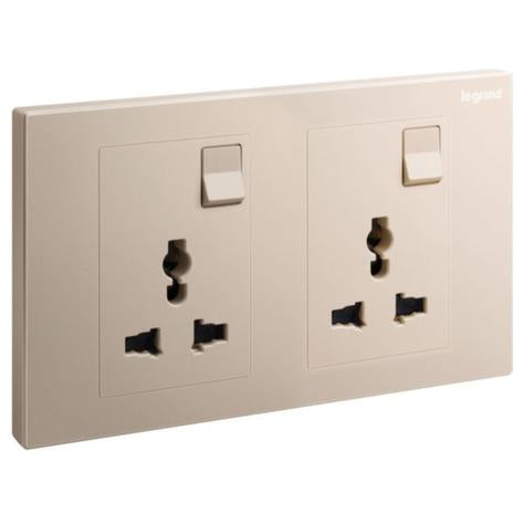 GALION - 2 GANGS MULTISTANDARD SWITCHED SOCKET OUTLET - ROSE GOLD