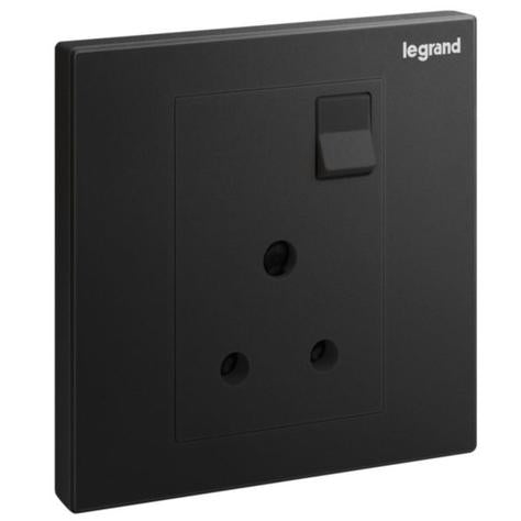 GALION - 1 GANG BRITISH STANDARD SWITCHED SINGLE POLE SOCKET OUTLET - 5A - MATT BLACK